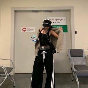 Stylish Black Pants with White Stripes